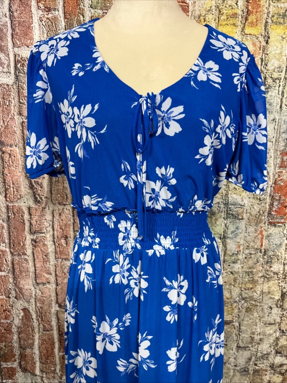 Siren Lily Blue White Floral Maxi Dress Size PXL - Picture 3 of 12